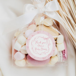 Adesivo Redondo Arco delicado rosa mão desenhada moldura ondulada 