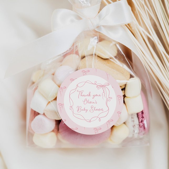 Adesivo Redondo Arco delicado rosa mão desenhada moldura ondulada  (Criador carregado)