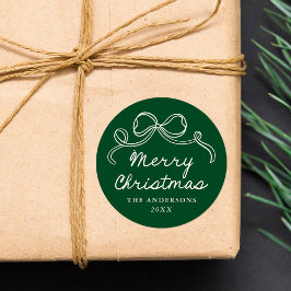 Adesivo Redondo Arco Desenhado à Mão Caprichoso Verde Feliz Natal