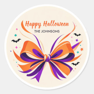 Adesivo Redondo Arco e Morcegos Personalizados de Halloween