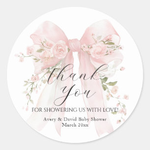 Adesivo Redondo Arco Floral Elegante Chuvinha de Bebê Menina