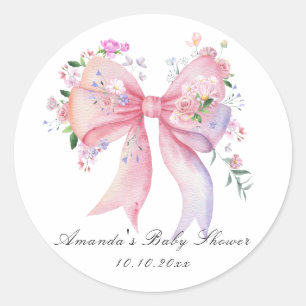 Adesivo Redondo Arco Floral Menina Chuveirinho de Bebê