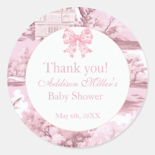 Adesivo Redondo Arco Floral Rosa Chá Coquette Baby Girl