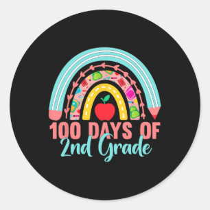 Adesivo Redondo Arco-Íris 100 Dias De segundo Grau 100º Dia De Rua