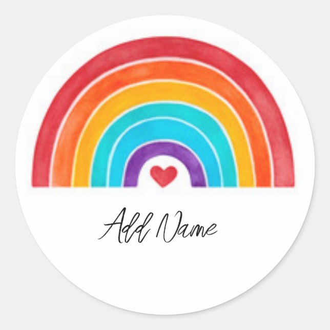Adesivo Redondo Arco-Íris - Adicione seu nome (Frente)
