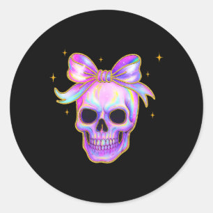 Adesivo Redondo Arco-Íris Caveira Camisa Halloween Arco Bonito Pas