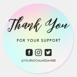 Adesivo Redondo Arco-Íris Colorido, Cor-de-rosa, azul