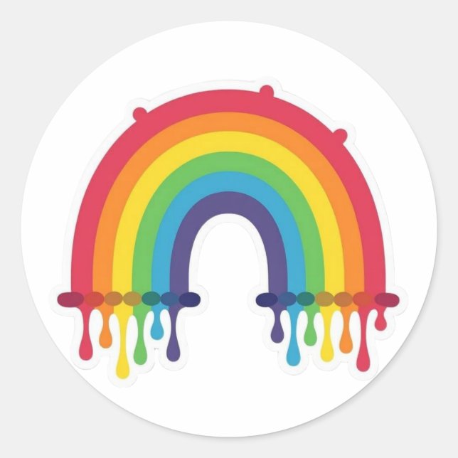 Adesivo Redondo Arco-íris com pingos de tinta lgbtq+ (Frente)