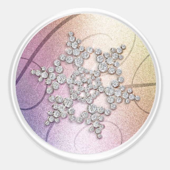 Adesivo Redondo Arco-Íris Crystal Snowflake Envelope Seal (Frente)