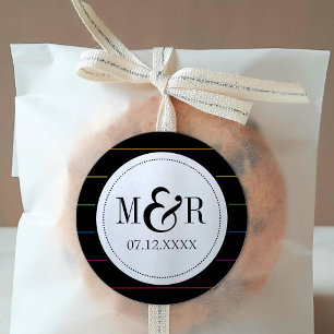 Adesivo Redondo Arco-íris das riscas no casamento contínuo do