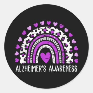 Adesivo Redondo Arco-íris de Conscientização da Alzheimer Leopardo