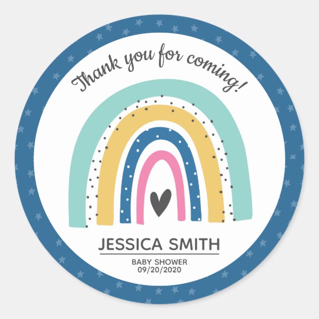 Adesivo Redondo Arco-Íris de Esperança Moderno e Simples (Frente)