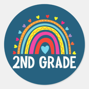 Adesivo Redondo Arco-Íris De Segundo Grau De Volta Ao segundo Da E