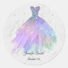 Adesivo Redondo Arco-íris doce prateado dezesseis