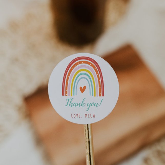 Adesivo Redondo Arco-íris e Aniversário do Sol (Criador carregado)