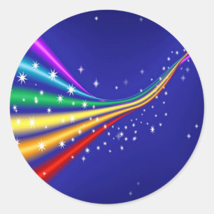 Adesivo Redondo Arco-íris e estrelas
