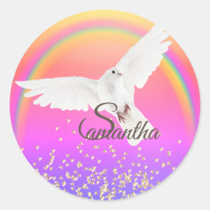 Adesivo Redondo Arco-íris e relva dourada