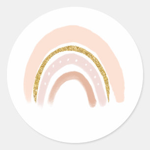 Adesivo Redondo Arco-Íris Elegante Rosa e Dourado