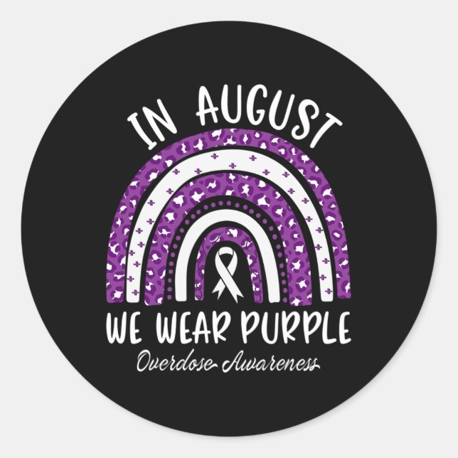 Adesivo Redondo Arco-Íris Em Agosto Vestimos Awarenes De Sobredosa (Frente)