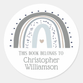 Adesivo Redondo Arco-Íris Este Livro Pertence A Bookplate