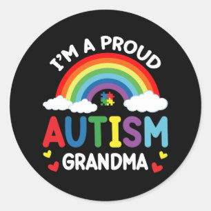 Adesivo Redondo Arco-íris Eu Sou Uma Avó Orgulhosa do Autismo Cons