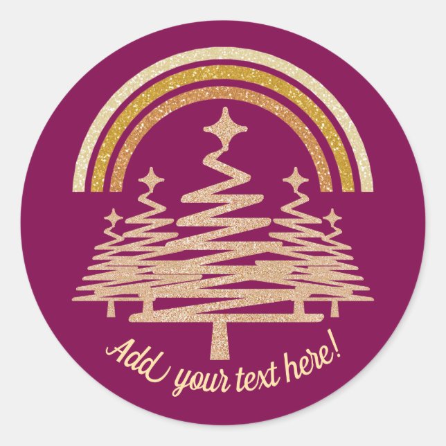 Adesivo Redondo Arco-Íris Festivo Dourado Estimulando Árvores-Alvo (Frente)