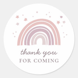 Adesivo Redondo Arco-íris fofo rosa. obrigado de aniversário de cr