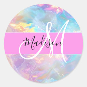 Adesivo Redondo Arco-íris Glamour Holográfico Iridescente Monogram