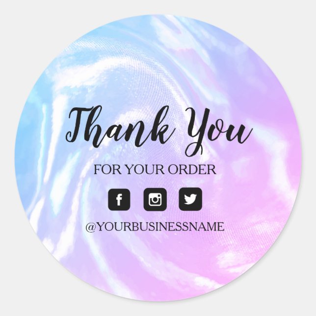 Adesivo Redondo Arco-íris holográfico | Elegância e harmonia (Frente)