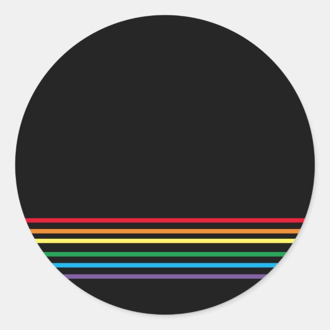 Adesivo Redondo Arco-Íris Linear Moderno a Preto (Frente)