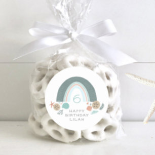 Adesivo Redondo Arco-Íris Náutico Sob O Aniversário Do Mar