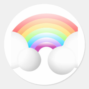 Adesivo Redondo Arco-íris & nuvens