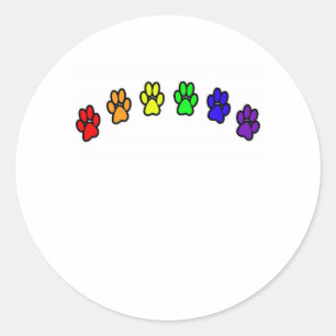 Adesivo Redondo Arco-íris Pawprints