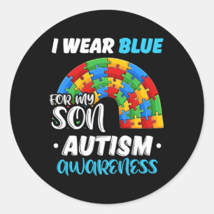Adesivo Redondo Arco-Íris Quebra-cabeça Autismo Eu Visto Azul Para