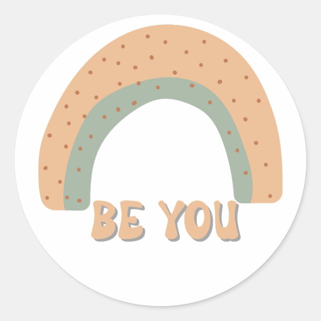 Adesivo Redondo Arco-Íris Seja você que ama aspas (Frente)