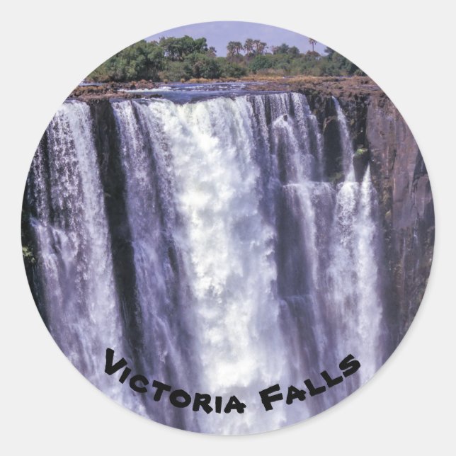 Adesivo Redondo Arco-íris sobre Cataratas Victoria - Zimbábue, Áfr (Frente)