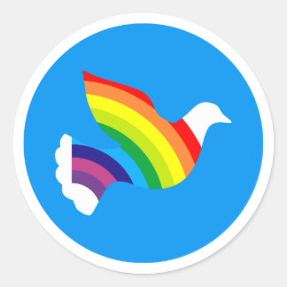 Adesivo Redondo Arco-íris surdas dove rainbow