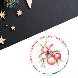 Adesivo Redondo Arco Ornaços Pine Agulha Endereço de Natal