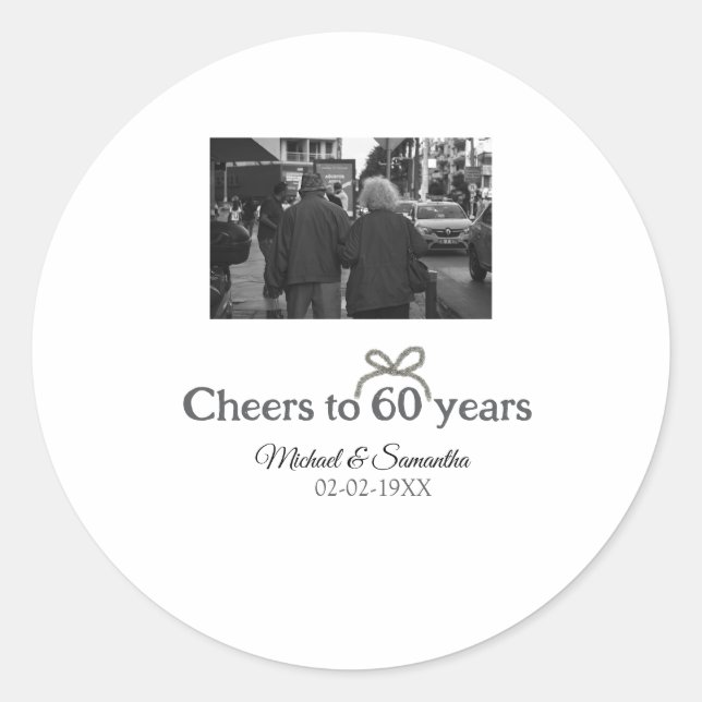 Adesivo Redondo arco ouro aplaude casamento de 60 anos (Frente)