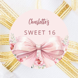 Adesivo Redondo Arco pincelado flores cor-de-rosa rosas Doce 16