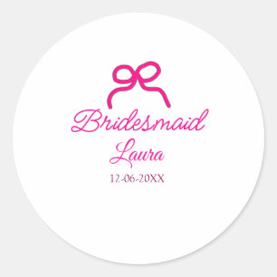 Adesivo Redondo Arco PINK nome mínimo bridesmaid ano de presente