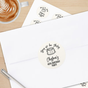 Adesivo Redondo Arco Preta Amarrando Seus Trinta aniversário de 40