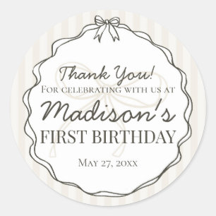 Adesivo Redondo Arco preto bege riscado favorito de aniversário