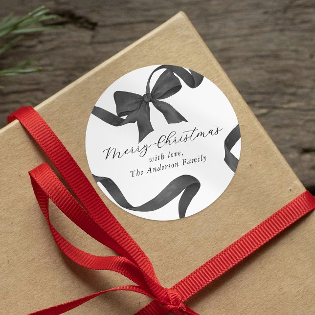 Adesivo Redondo Arco Preto Branco Feliz Natal (Criador carregado)