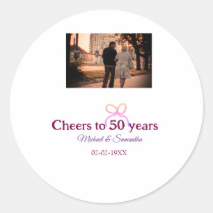Adesivo Redondo Arco rosa aplaude o casamento de 50 anos