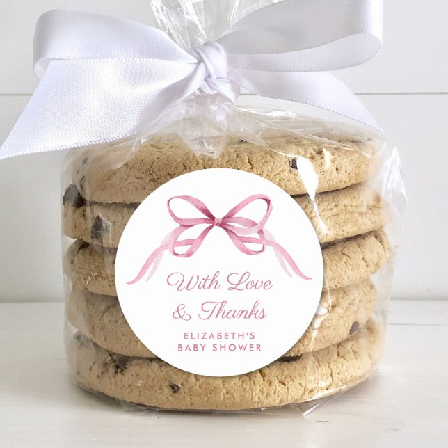 Adesivo Redondo Arco rosa-branca Chá-bebê -menina Obrigado (Criador carregado)