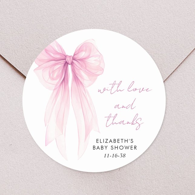 Adesivo Redondo Arco rosa Chá Bebezinha Obrigado (Criador carregado)