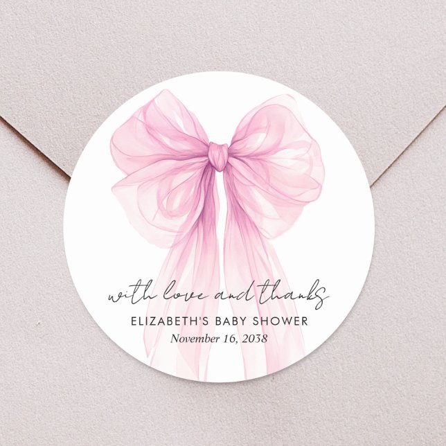 Adesivo Redondo Arco rosa Chá Bebezinha Obrigado (Criador carregado)