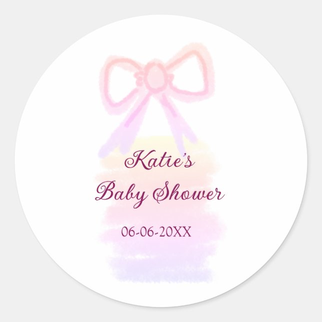 Adesivo Redondo arco rosa-chá de fraldas aquarela elegante moderna (Frente)
