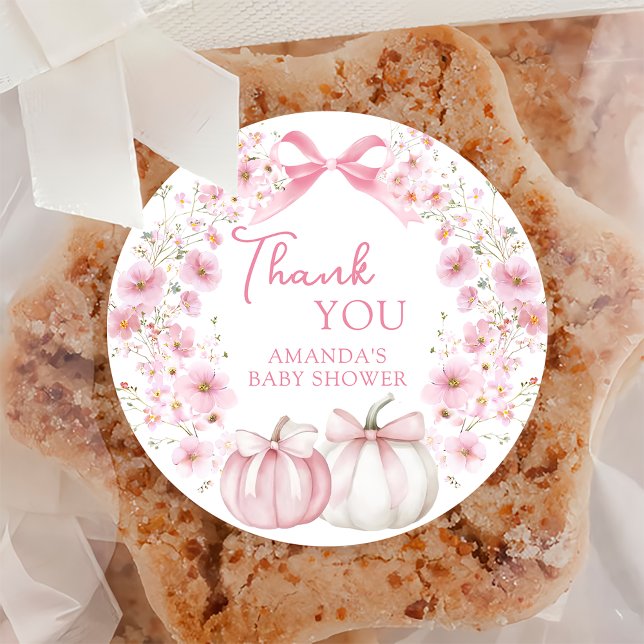 Adesivo Redondo Arco rosa Chá de fraldas Pumpkin (Criador carregado)